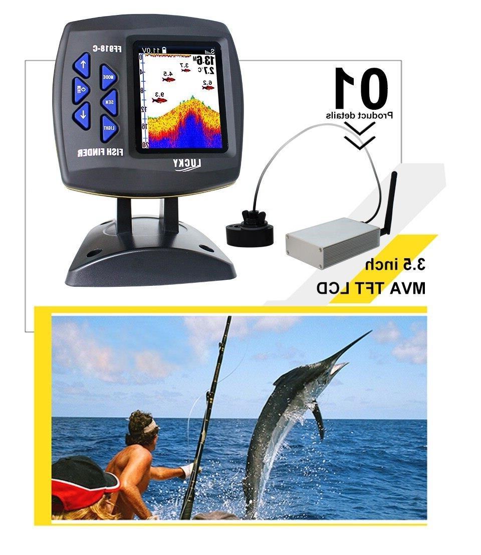 FF918-CWLS Lucky Boat Fish Finder Fargeskjerm trådløs driftsrekkevidde 300  m Dybderekkevidde 100 M - Ekkolodd | Godt Fiske, image size:960x1107